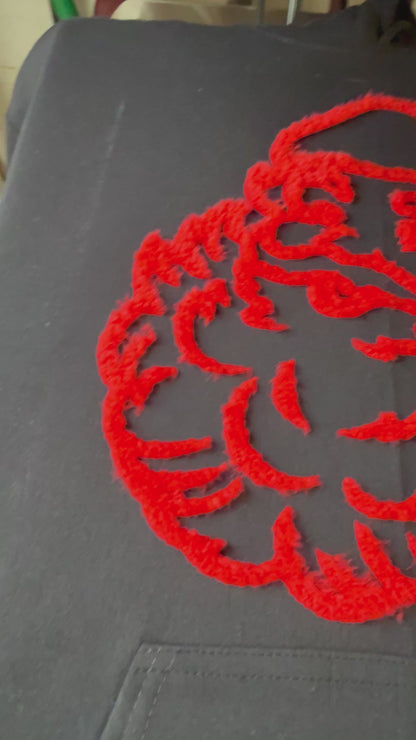 Puffy Chenille Santa Patch – Red Fuzzy Christmas Applique | Retro Holiday Santa Design for Sweatshirts, Hoodies & DIY Crafts