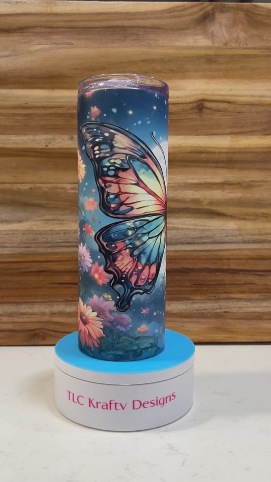 Unique Glow in the Dark Butterfly 20oz Sublimation Tumbler