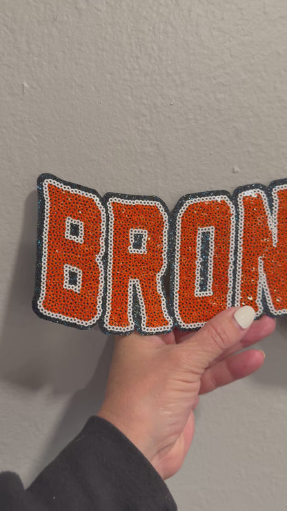 XL Broncos Chenille Patch – Oversized Iron On Football Patch | Orange Team Spirit Patch | Jacket Sweatshirt Appliqué