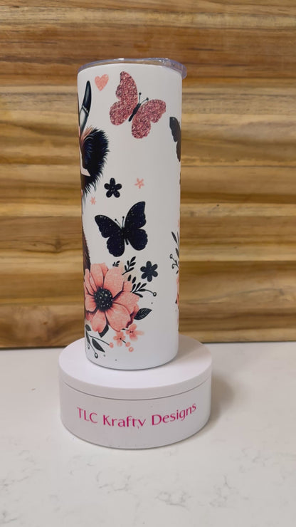 Highland Cow Tumbler with Floral Bow & Sunglasses