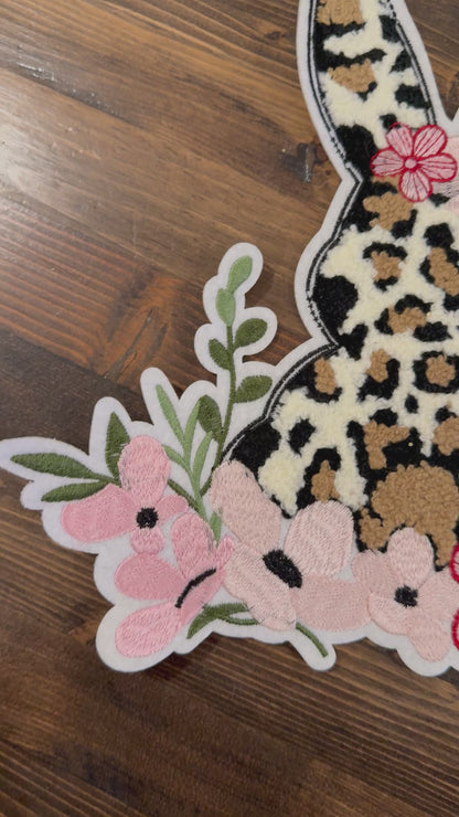 Leopard Bunny Chenille Shirt or Sweatshirt – Floral Easter Bunny Apparel, Cozy Spring Statement Top
