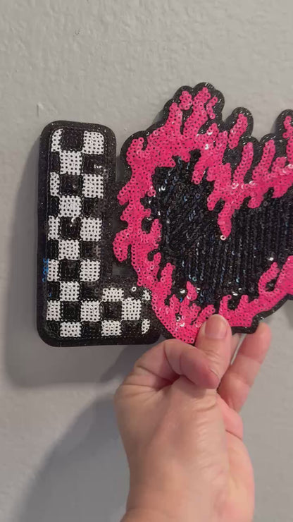 XL LOVE Sequin Patch - Valentine's Day Iron-On/ Sew-On Appliqué
