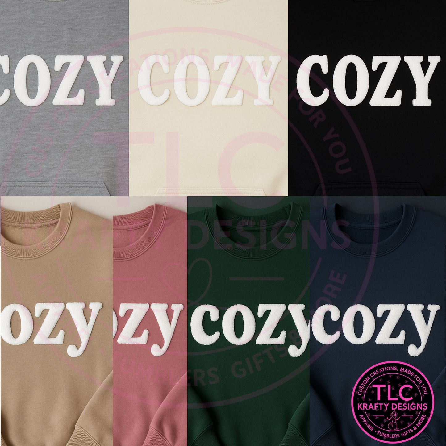 Puffy Chenille COZY Patch – White Fuzzy Christmas Applique | Festive Winter COZY Design for Sweatshirts, Hoodies & DIY Crafts CK