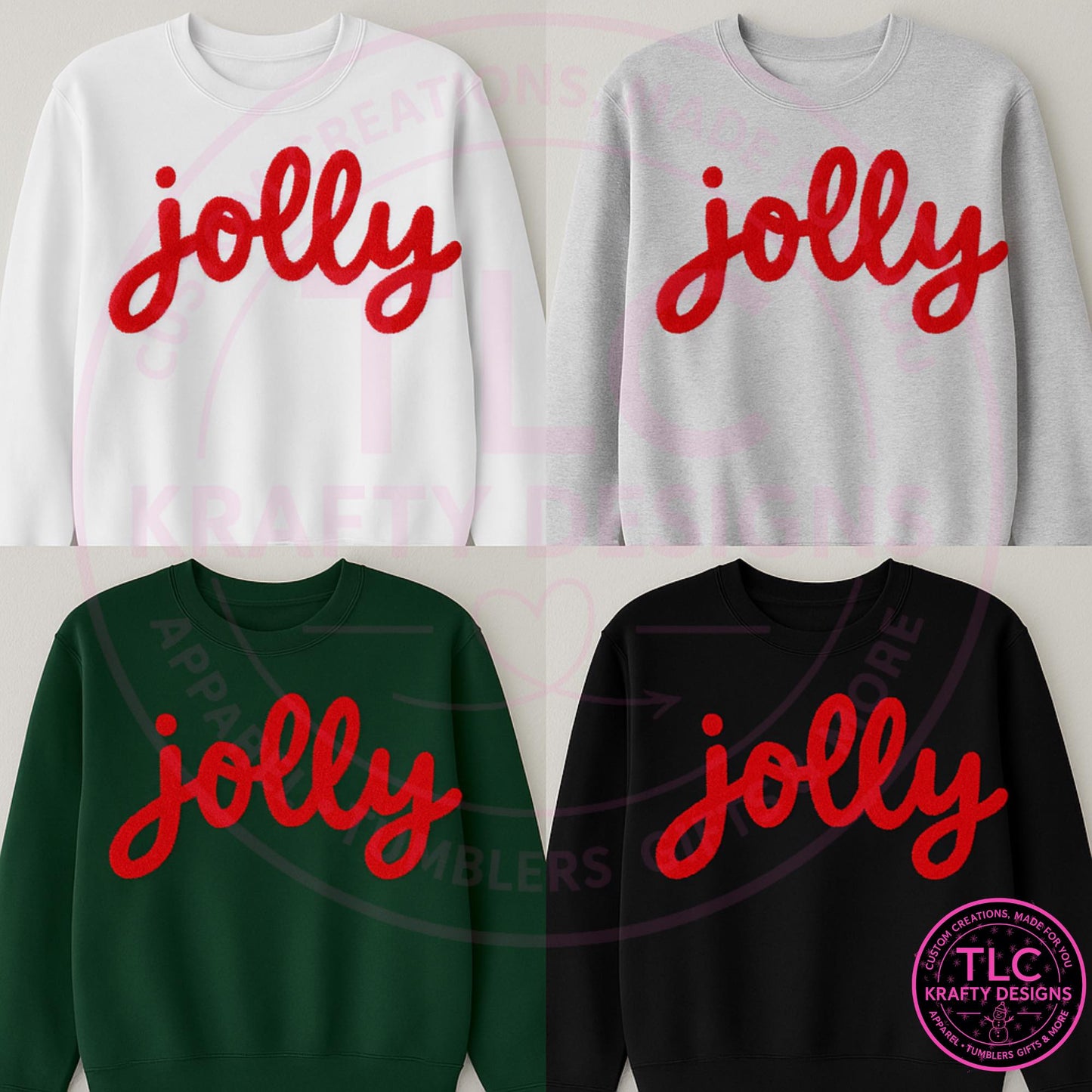 Puffy Chenille JOLLY Patch – Red Fuzzy Christmas Applique | Festive Holiday JOLLY Design for Sweatshirts, Hoodies & DIY Crafts CK