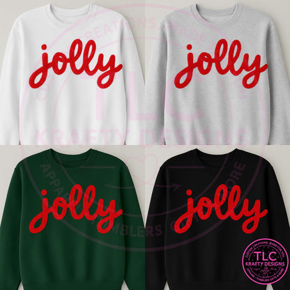 Puffy Chenille JOLLY Patch – Red Fuzzy Christmas Applique | Festive Holiday JOLLY Design for Sweatshirts, Hoodies & DIY Crafts