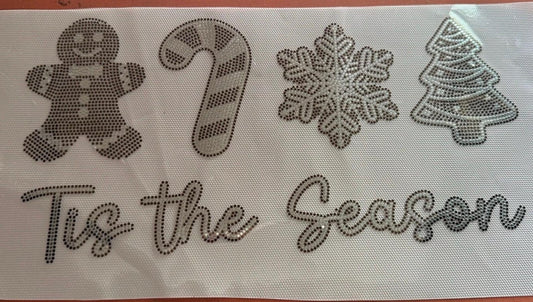 Tis the Season Spangle Transfer | Festive Holiday Rhinestone Heat Transfer |  CK