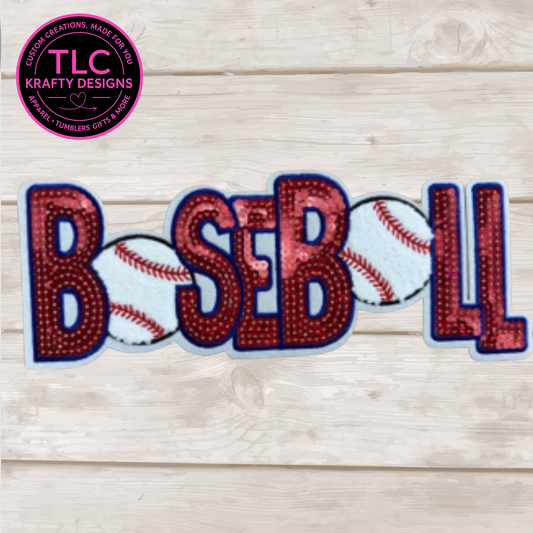Baseball Sequin Patch – Sporty Iron-On / Sew-On Appliqué