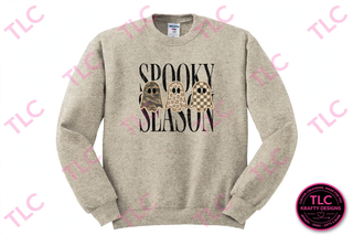 Spooky Season Shirt, Halloween Ghost Patch Sweatshirt, Cute Spooky Shirt, Fall Halloween Tee, Spooky Season Gift - Gildan mockup
