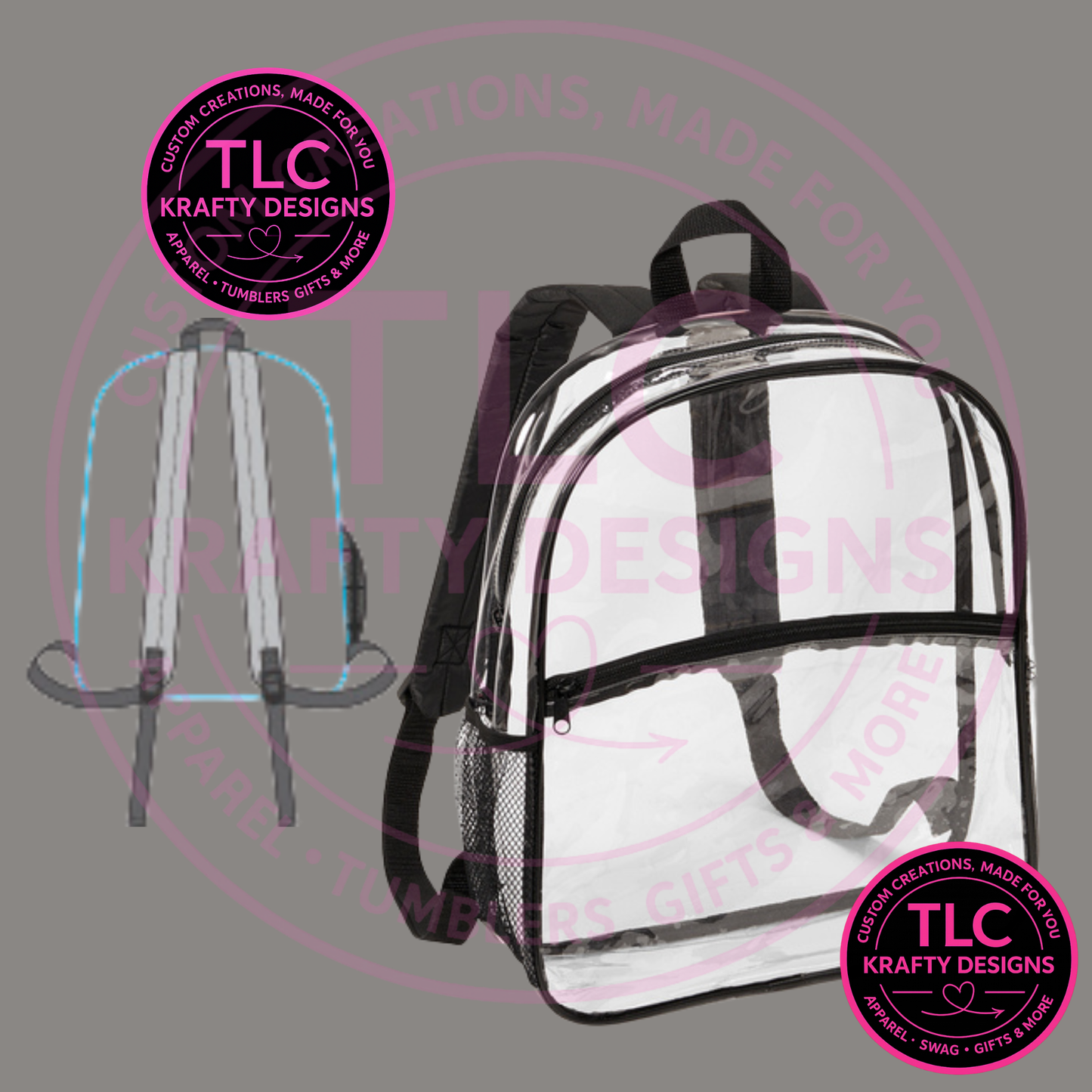 Custom Branded Clear Backpack – Personalized Logo, Business, School & Event Bag
