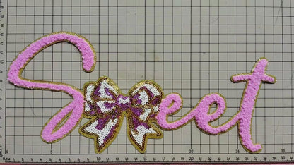 PREORDER XL Sweet Chenille and Sequin Patch – Valentine Iron-On / Sew-On Applique CK