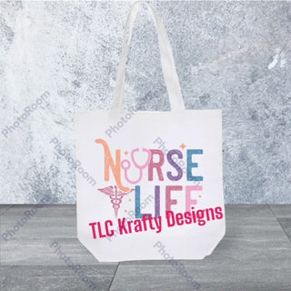 Nurse Life with a Stethoscope Emblem Canvas Tote