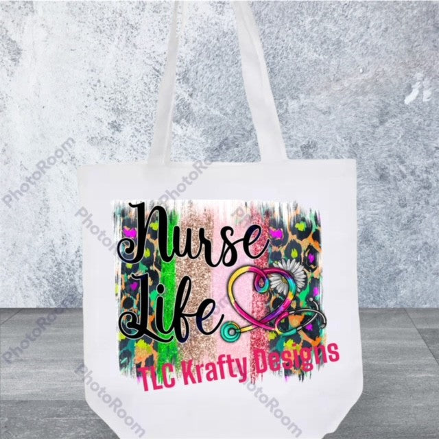 Nurse logo with pattern background Canvas Tote