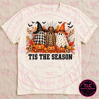 Tis the Season Shirt, Patterned Ghost Halloween Tee, Cute Ghost Shirt, Spooky Season Sweatshirt, Halloween Gift for Her - Comfort Colors mockup