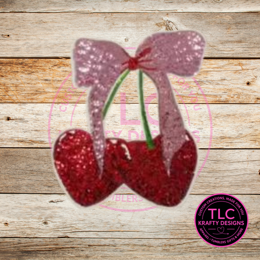 XL Cherry Bow Sequin Patch – Valentine Iron-On / Sew-On Applique CK