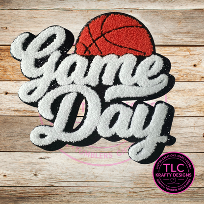 Basketball Game Day Chenille Patch – Sporty Iron-On / Sew-On Appliqué CK