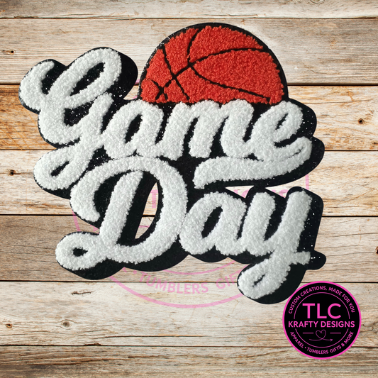 Basketball Game Day Chenille Patch – Sporty Iron-On / Sew-On Appliqué CK