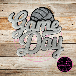 Volleyball Game Day Chenille and Sequin Patch – Sporty Iron-On / Sew-On Appliqué CK