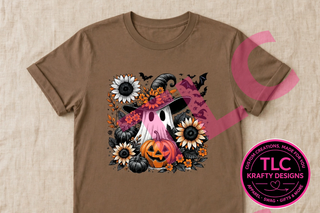 Sunflower Ghost Shirt, Witch Hat Ghost Tee, Cute Halloween Ghost Sweatshirt, Fall Ghost Shirt, Spooky Season Gift - Comfort Colors mockup