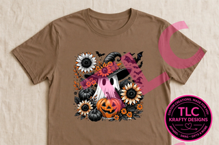 Sunflower Ghost Shirt, Witch Hat Ghost Tee, Cute Halloween Ghost Sweatshirt, Fall Ghost Shirt, Spooky Season Gift - Gildan mockup