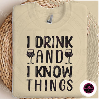 I Drink And I Know Things design mockup on sand sweatshirt