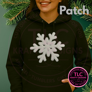 Snowflake Chenille Patch, XL Winter Snowflake Patch, Iron On Patch for Sweatshirt, DIY Christmas Patch