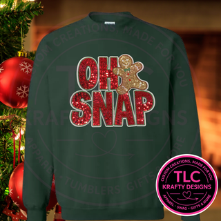 Oh Snap Sequin Patch, XL Christmas Patch, Gingerbread Sequin Iron On Patch, Funny Holiday Patch