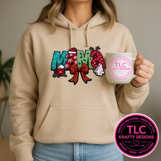 Mama Christmas Chenille Patch, XL Holiday Patch, Iron On Mama with Santa Hat, Christmas Gift for Mom