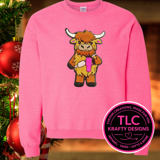 Highland Cow Christmas chenille patch
