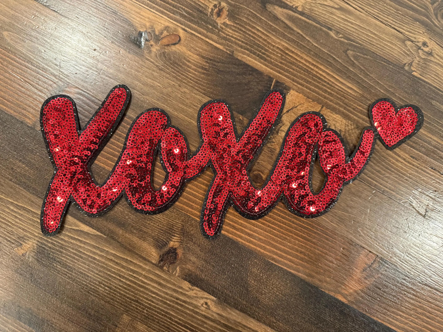 XL XOXO Red Sequin Patch  – Valentine Iron-On / Sew-On Applique CK