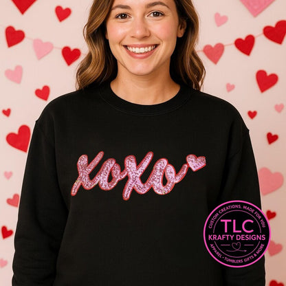 XL XOXO with Heart Sequin Valentine Patch – Sequin Iron-On / Sew-On Applique CK